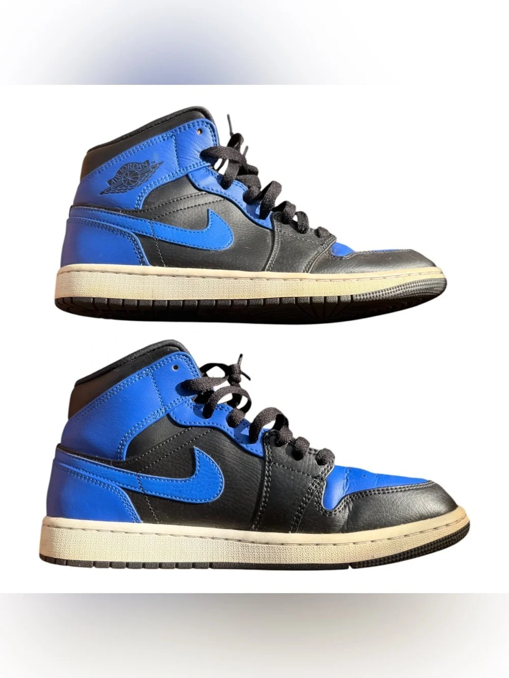 Jordan Air Jordan 1 Mid Black/Hyper Royal-White Mid Top Leather 554724-077